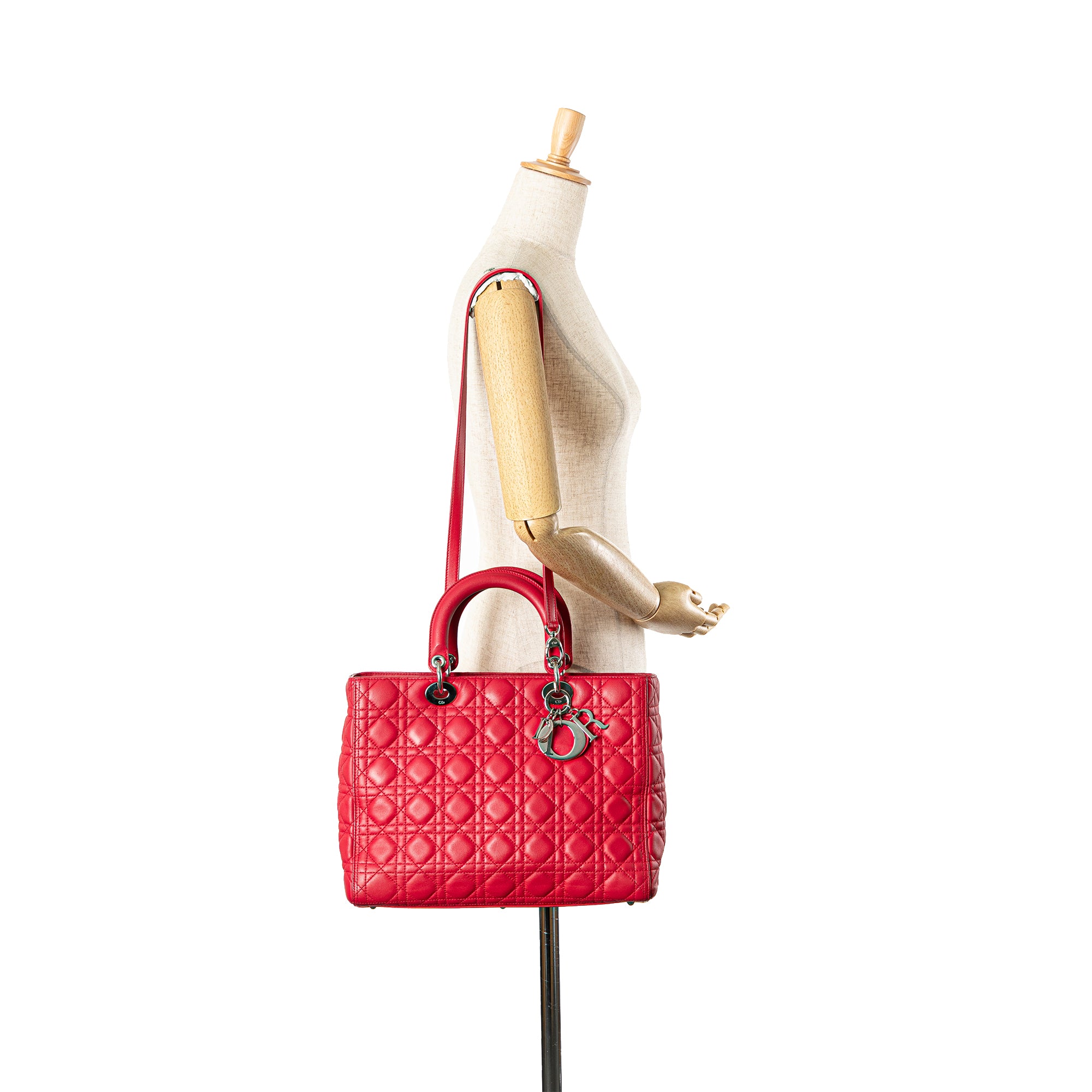 Dior | Pre-Owned Large Lambskin Cannage Lady | Red