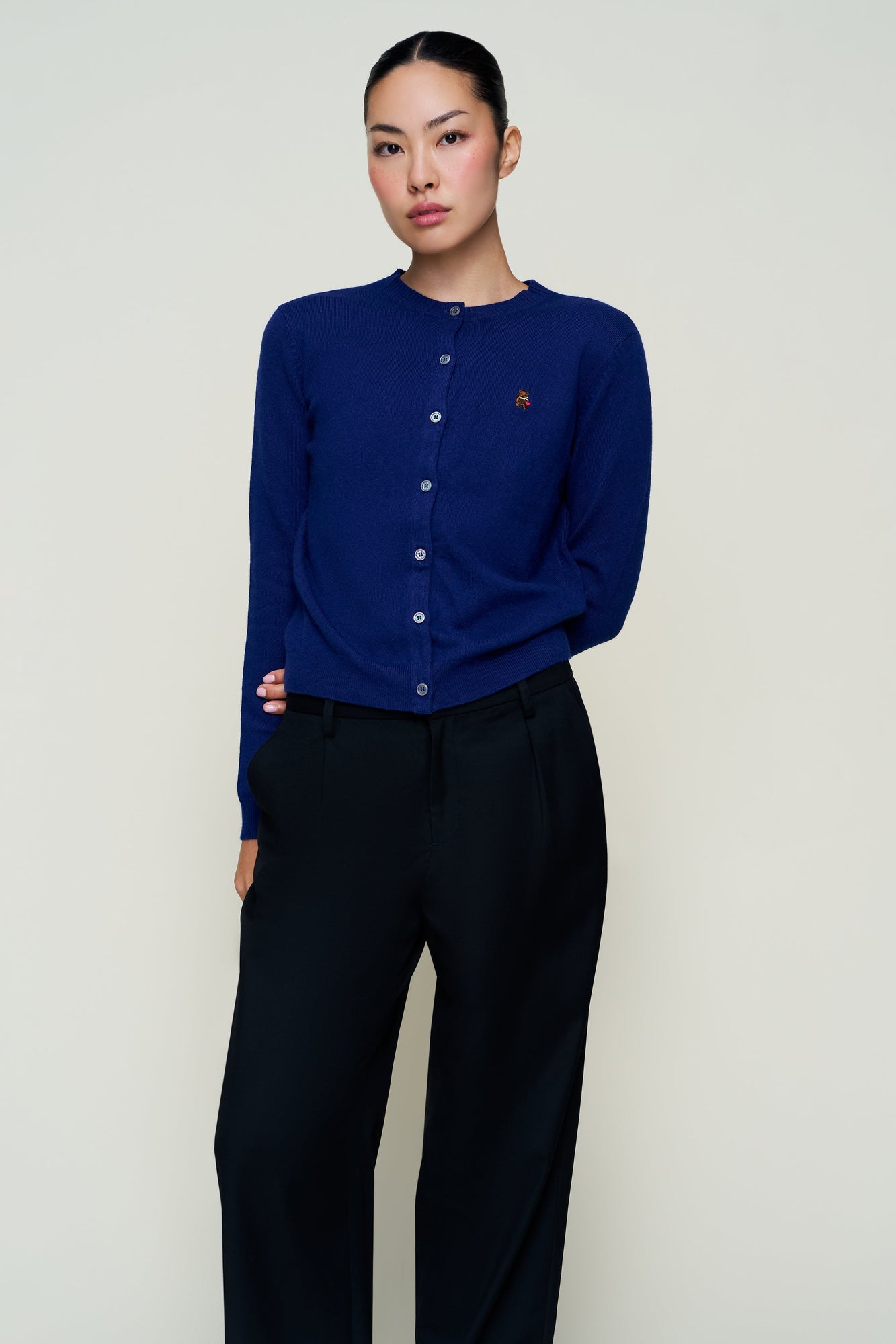 Womens | June Relaxed Wool Cardigan | Navy