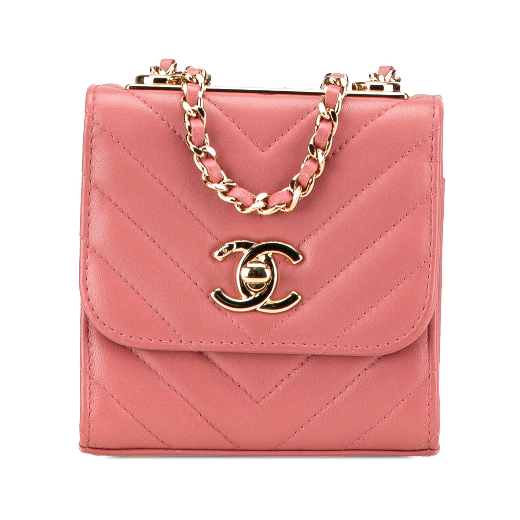 Chanel | Pre-Owned Mini Chevron Lambskin Trendy CC Chain Wallet | Pink