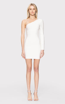 Asymmetrical Long Sleeve Mini Dress | Alabaster