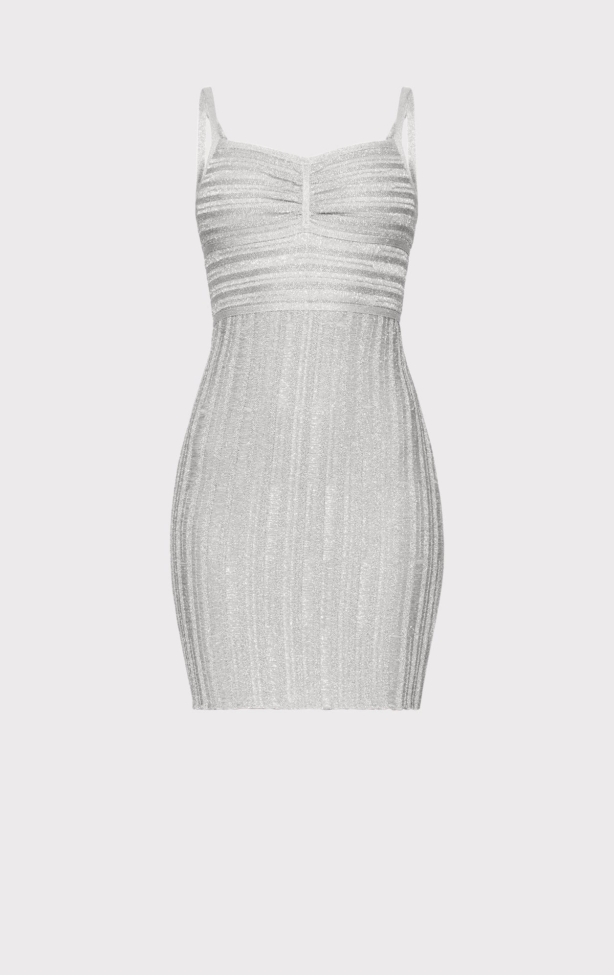 Lurex Eyelash Sweetheart Dress | Metallic Silver