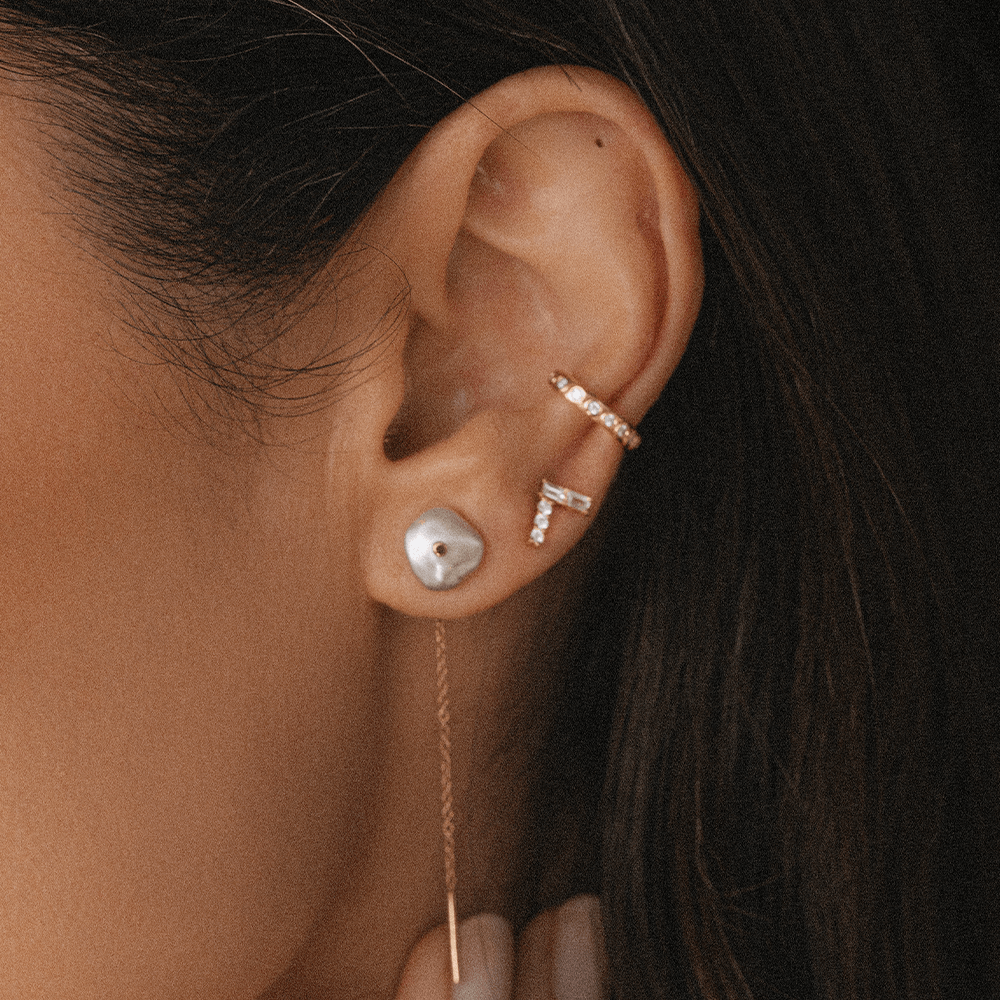 Women | White Diamond Bezel Ear Cuff | 14k Rose Gold