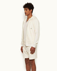 White Sand O.B Stripe Tipping Drop Needle Towelling Sweat Shorts | White Sand