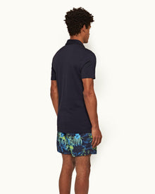 Albert Towelling Night Iris Tailored Fit Towelling Collar Polo Shirt | Night Iris