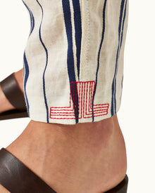 Men | Alex Stripe Trouser | Azul Blue/Cashew