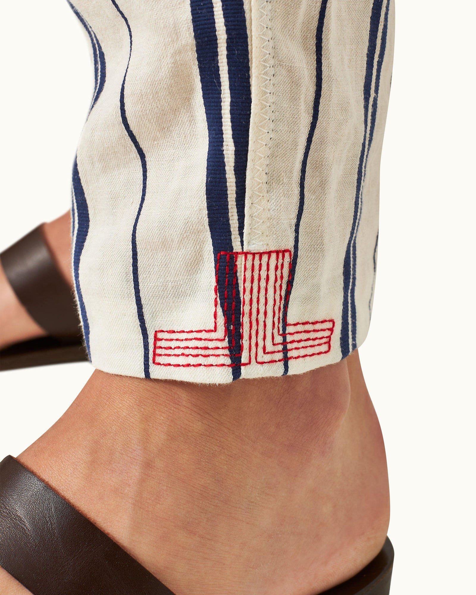 Men | Alex Stripe Trouser | Azul Blue/Cashew