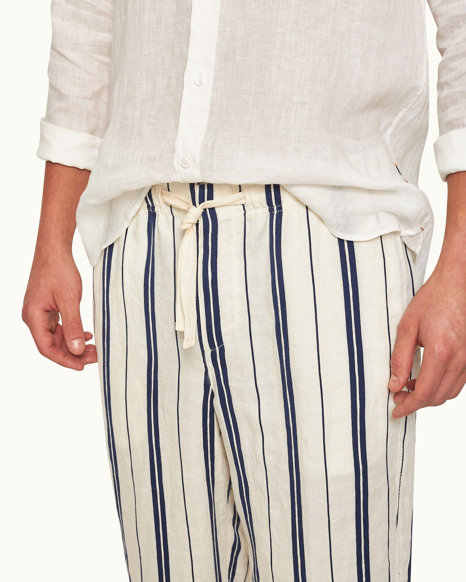 Men | Alex Stripe Trouser | Azul Blue/Cashew