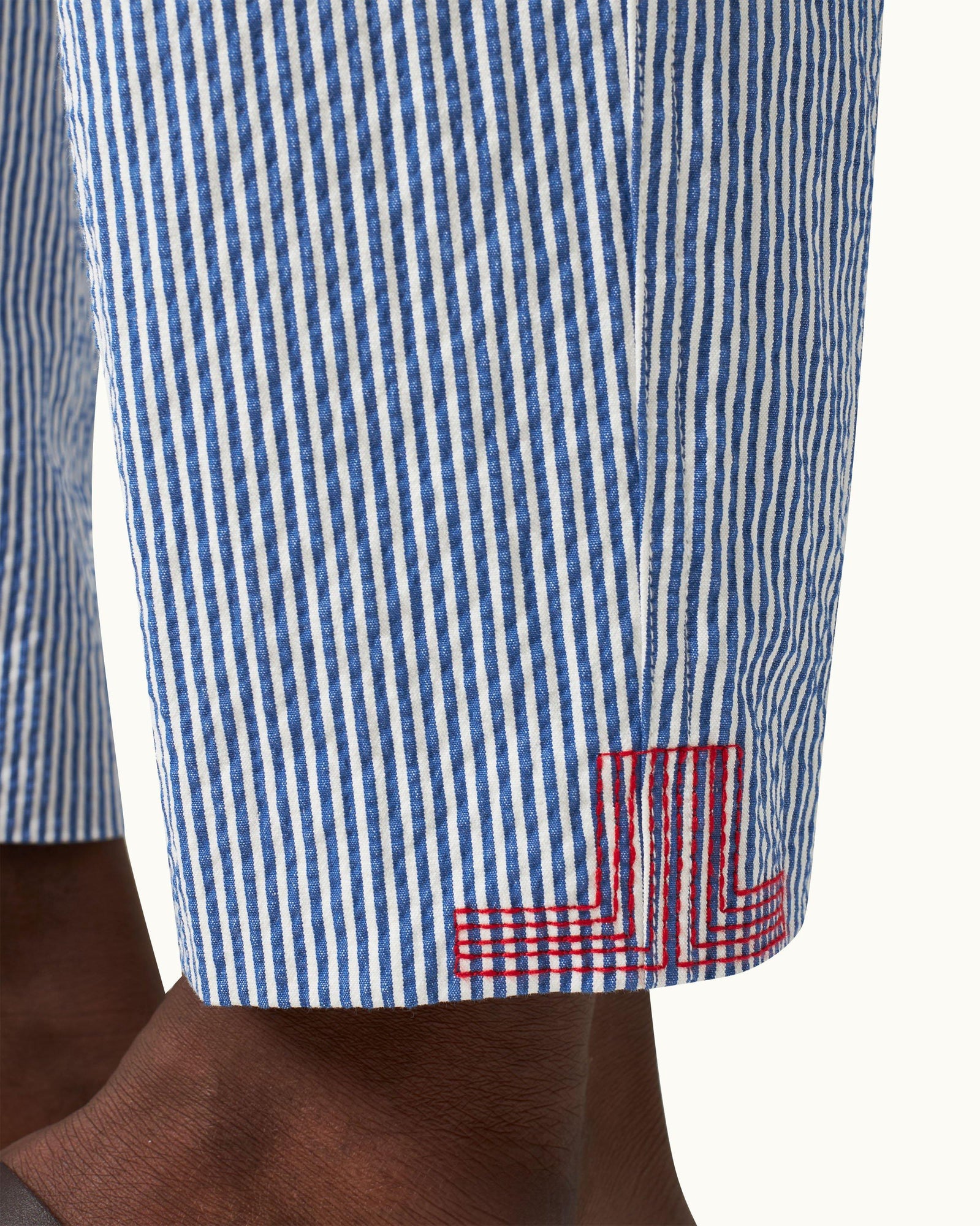 Men | Alex Seersucker Trouser | Blueberry/White Stripe