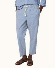 Men | Alex Seersucker Trouser | Blueberry/White Stripe
