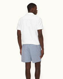 Men | Alex Seersucker Short | Blueberry/White Stripe