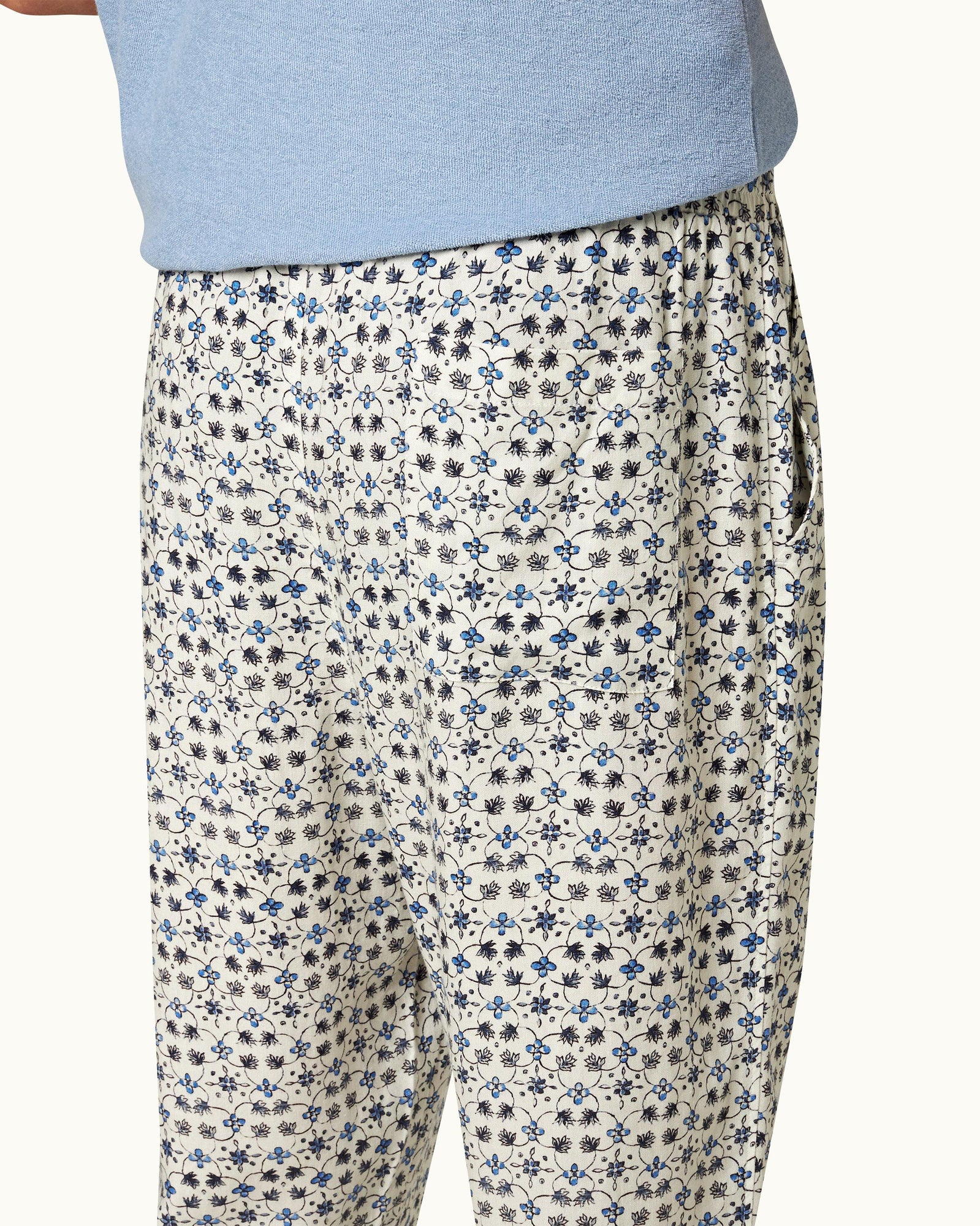 Fiore Print Relaxed Fit Lounge Trousers In Cashew Colour | Cashew