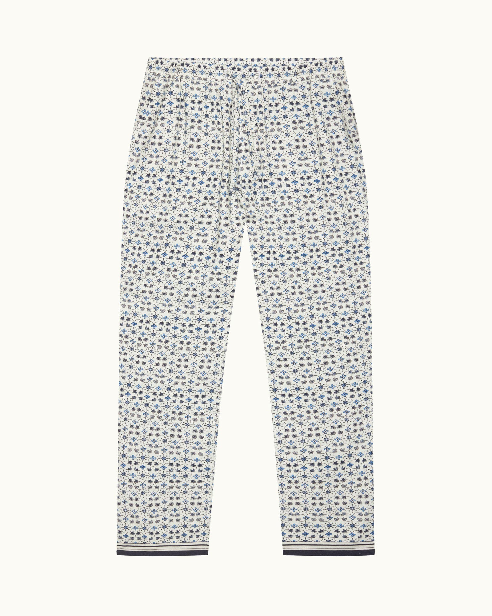 Fiore Print Relaxed Fit Lounge Trousers In Cashew Colour | Cashew