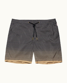 Bulldog Drawcord Biscuit/Night Iris Floret Mid-Length Drawcord Swim Shorts | Biscuit/Night Iris
