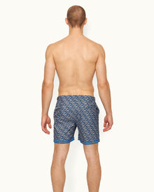 Bulldog Night Iris/Powdered Sky Floral Fantasy Mid-Length Swim Shorts | Night Iris/Powdered Sky