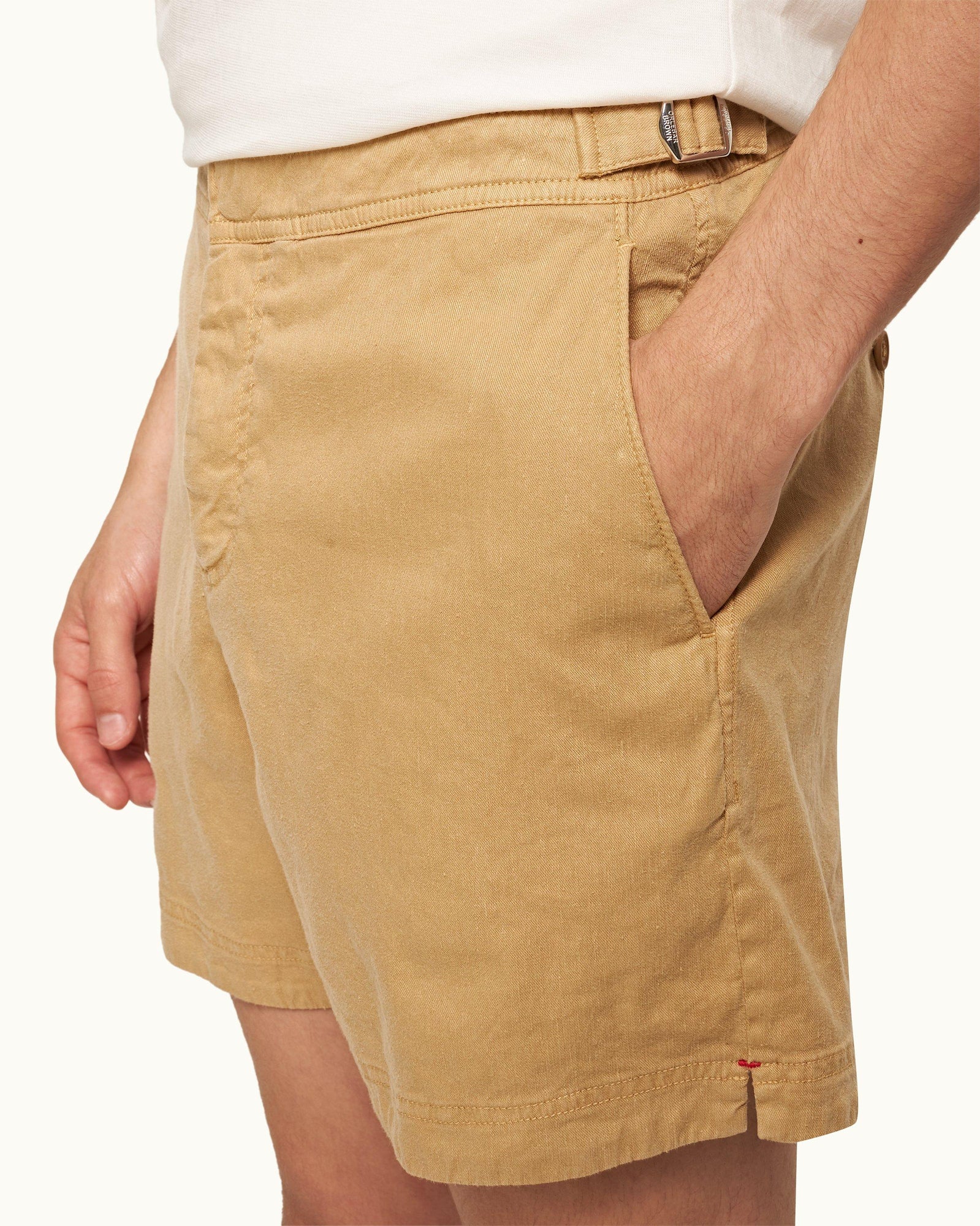 Bulldog Garment Dye Mid-Length Garment Dye Shorts In Biscuit Colour | Biscuit