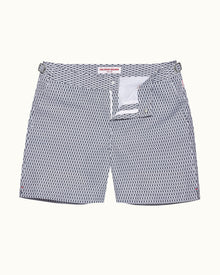 Bulldog White/Midnight Navy Geo Pointpart Mid-Length Swim Shorts | White/Midnight Navy
