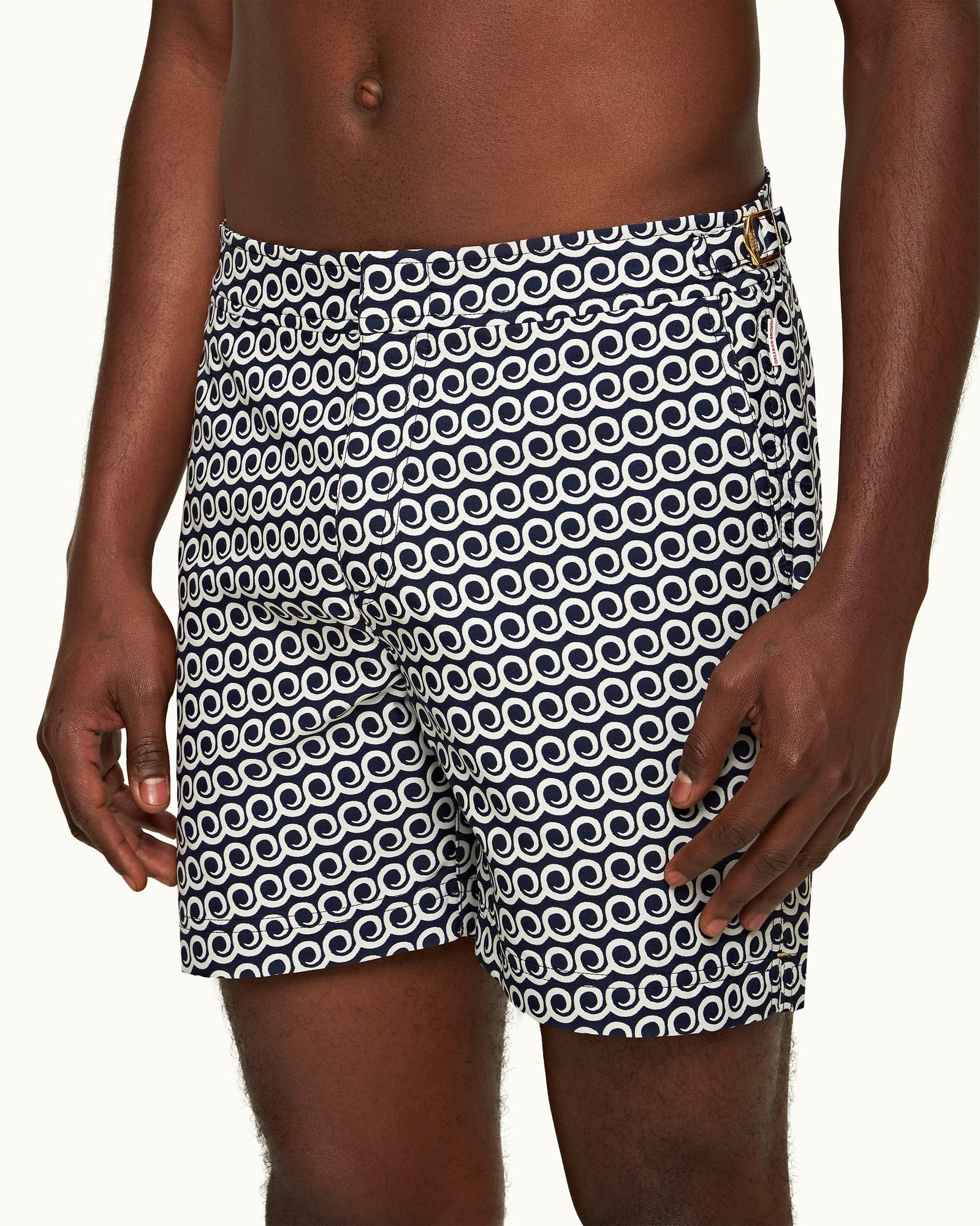 Bulldog Midnight Navy Lacuna Jacquard Mid-Length Swim Shorts | Midnight Navy