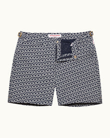 Bulldog Midnight Navy Lacuna Jacquard Mid-Length Swim Shorts | Midnight Navy