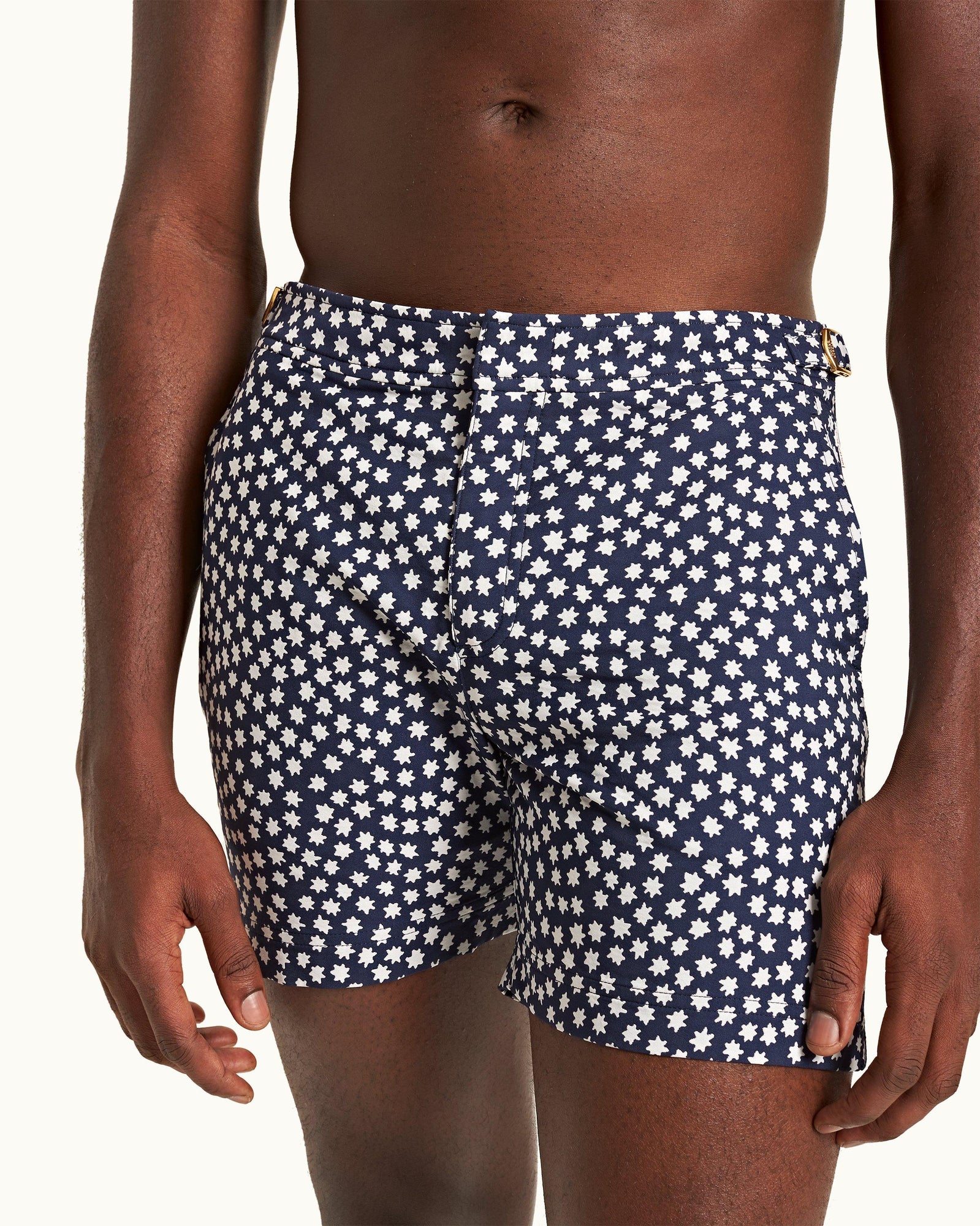 Bulldog Jacquard Star Jacquard Mid-Length Swim Shorts In Night Iris Blue | Night Iris