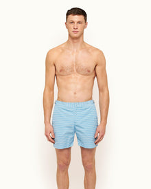 Bulldog Horizon Blue/Cloud Maro Geo Print Mid-Length Swim Shorts | Horizon Blue/Cloud