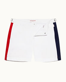 Bulldog White Panel Mid-Length Swim Shorts | White