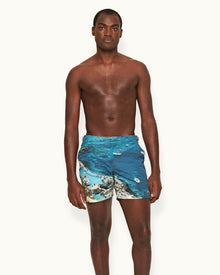 Bulldog Seaside Swimming Photographic Print Mid-Length Swim Shorts | Seaside Swimming