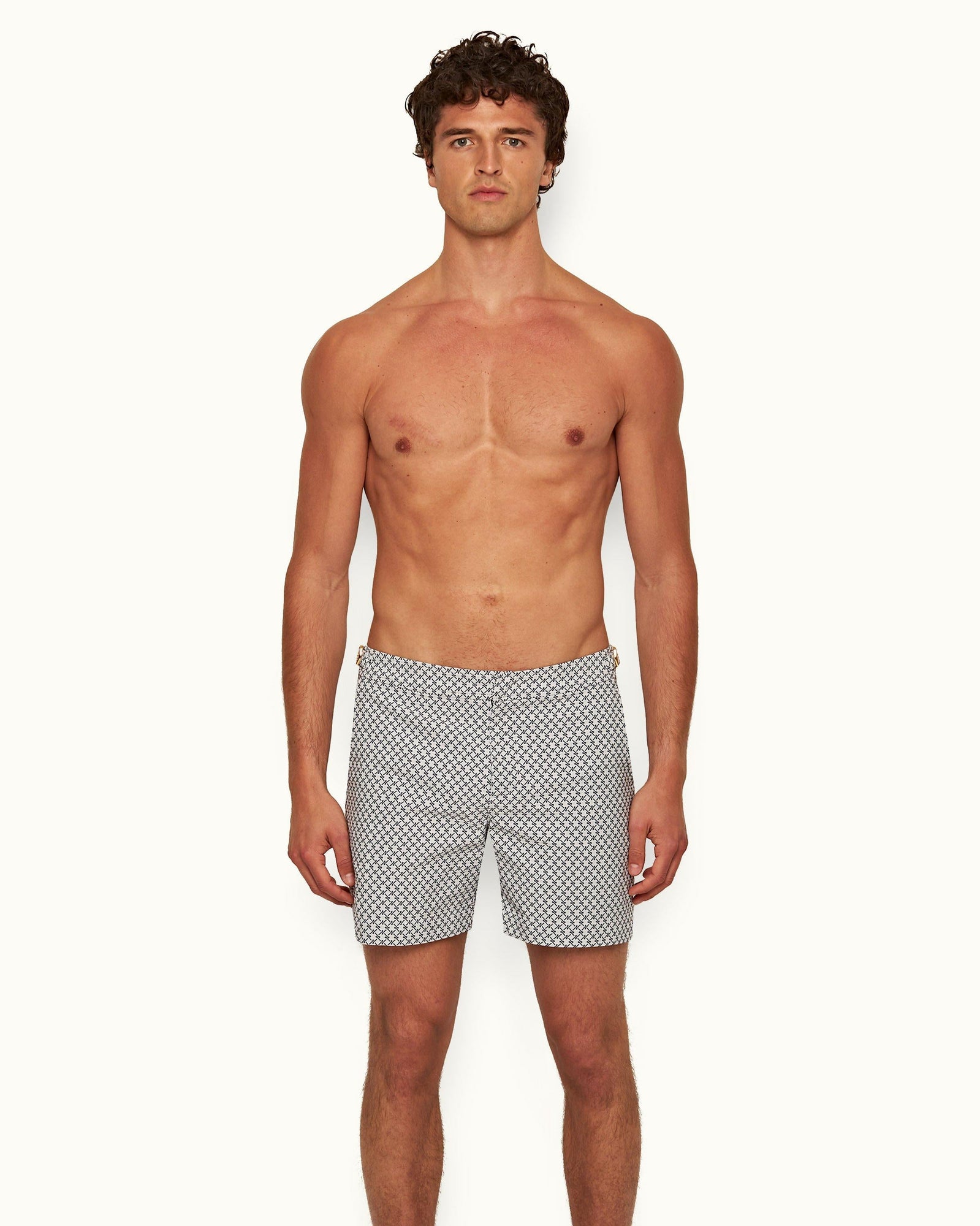Bulldog Cloud/Night Iris Seglas Jacquard Mid-Length Swim Shorts | Cloud/Night Iris
