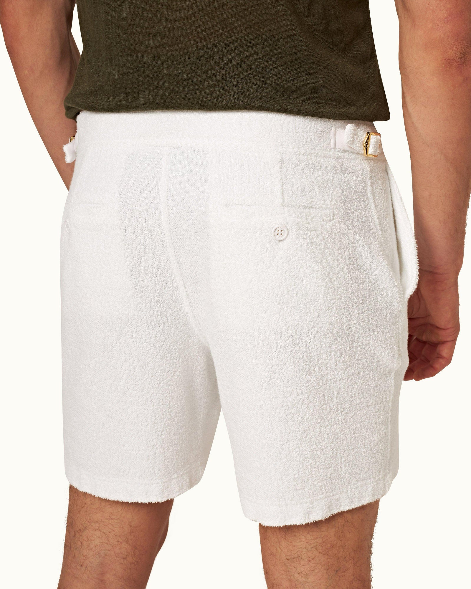 Bulldog Towelling White Mid-Length Double-Faced Towelling Shorts | White