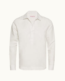 Caspian Cloud Overhead Button Placket Linen Blend Shirt | Cloud