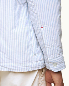 Light Island Sky/White Stripe Relaxed Fit Light Wadded Shirt Jacket | Light Island Sky/White
