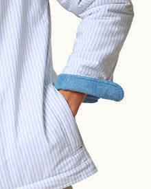 Light Island Sky/White Stripe Relaxed Fit Light Wadded Shirt Jacket | Light Island Sky/White