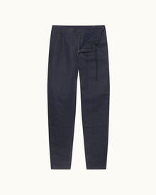 Cornell Linen Night Iris Tapered Leg Washed Linen Trousers | Night Iris