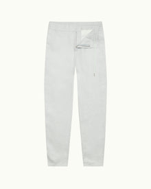 Cornell Linen Tailored Fit Washed Linen Trousers In White Jade Colour | White Jade