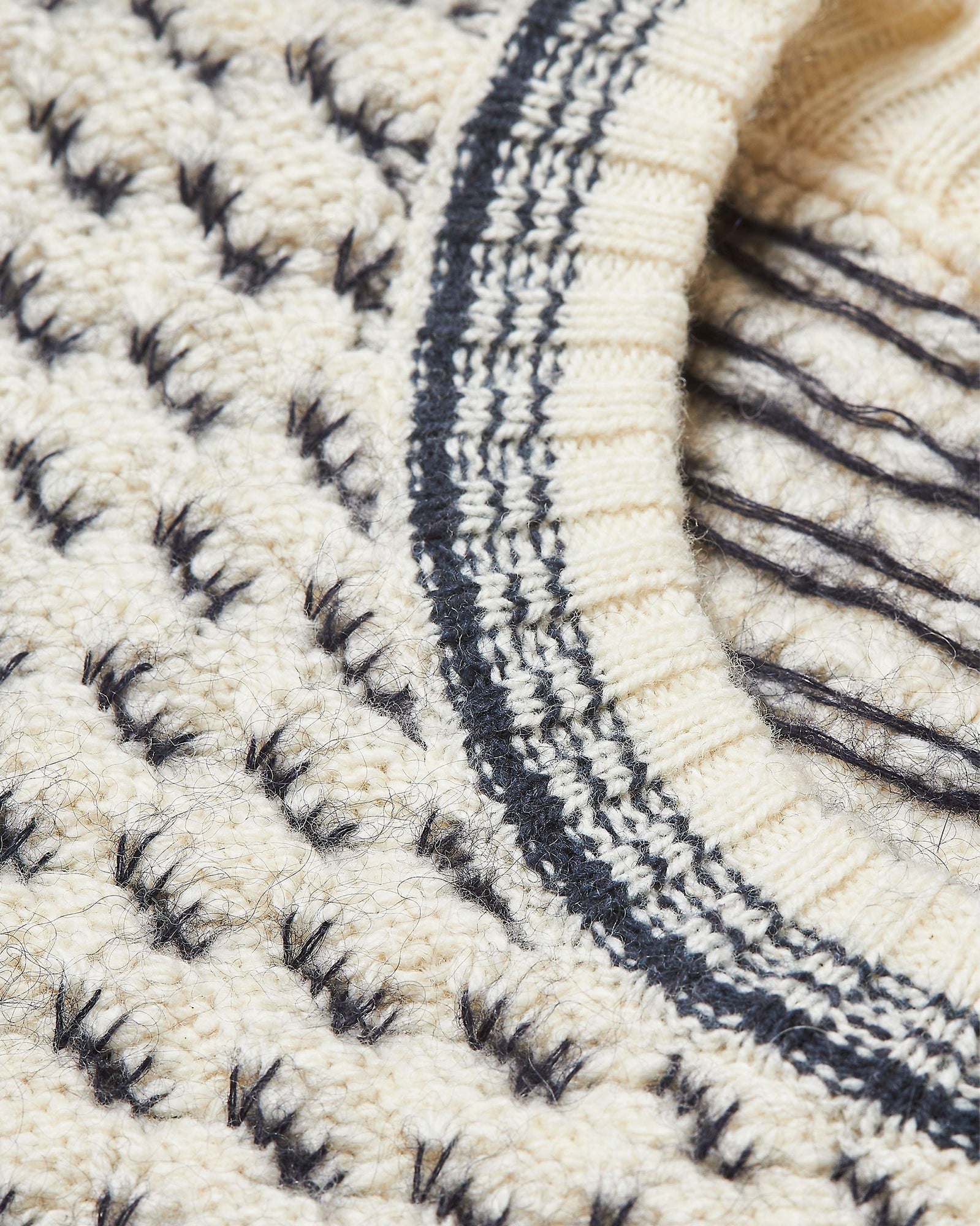 Corrin Azul Blue/Cashew Relaxed Fit Crewneck Mixed Knit Jumper | Azul Blue/Cashew