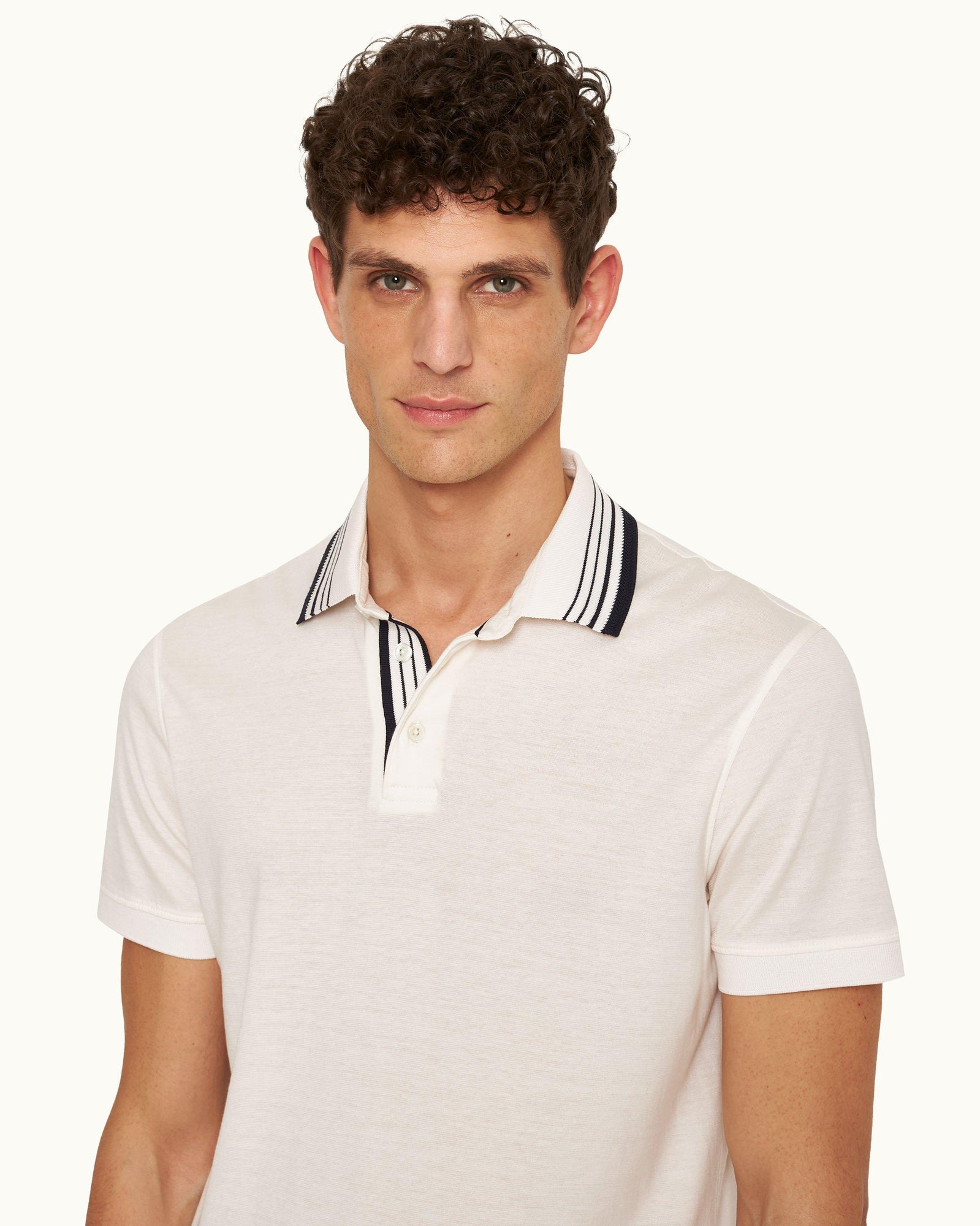 Men | Dominic Stripe Polo | White Sand