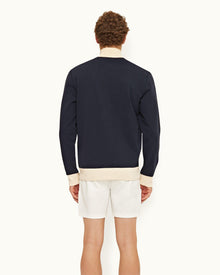 Night Iris Contrast Easy Fit Washed Organic Cotton Sweatshirt | Night Iris