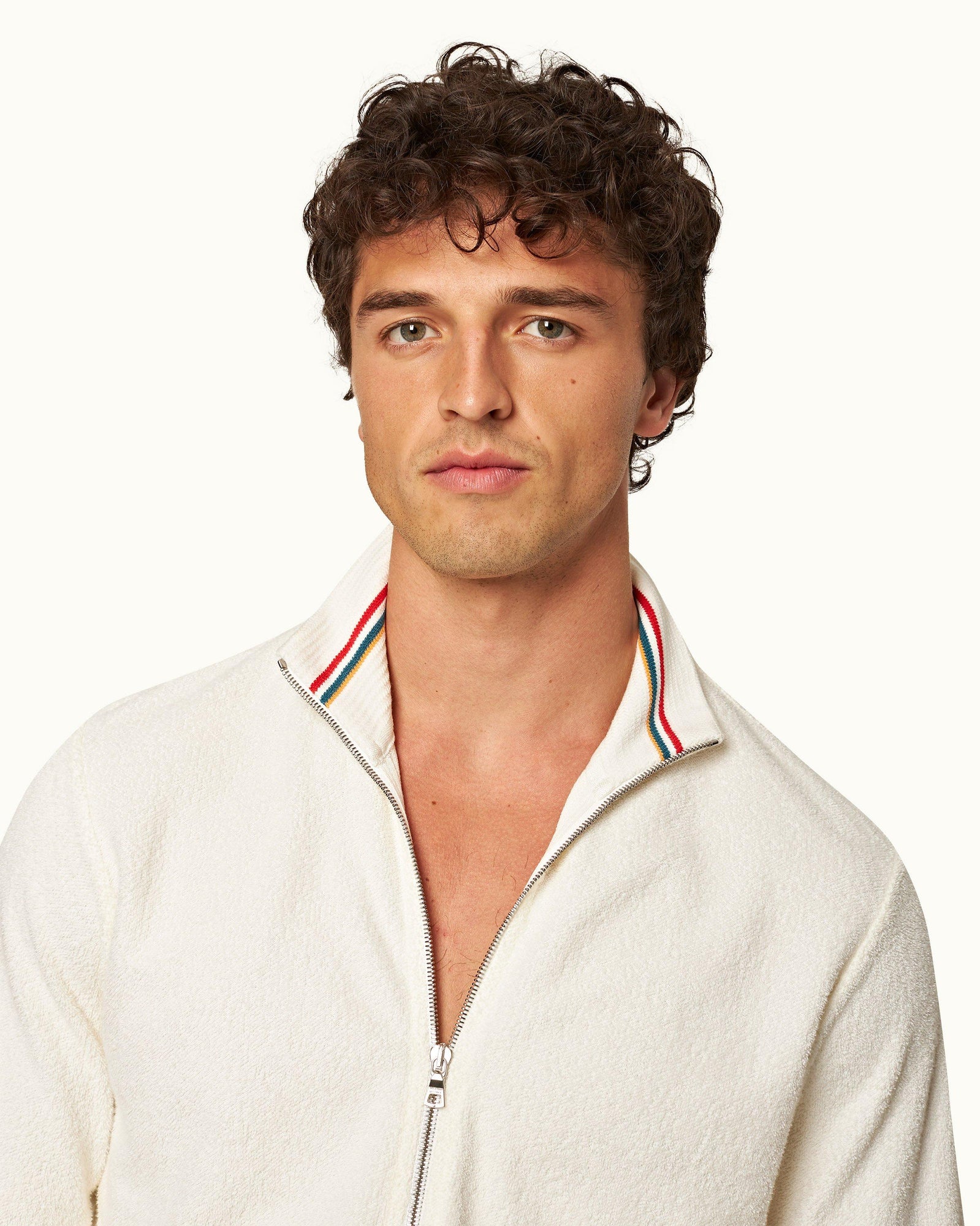 White Sand Classic Fit Mix Texture Sweatshirt | White Sand