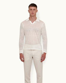 White Sand Resort Collar Long-Sleeve Polo Shirt | White Sand