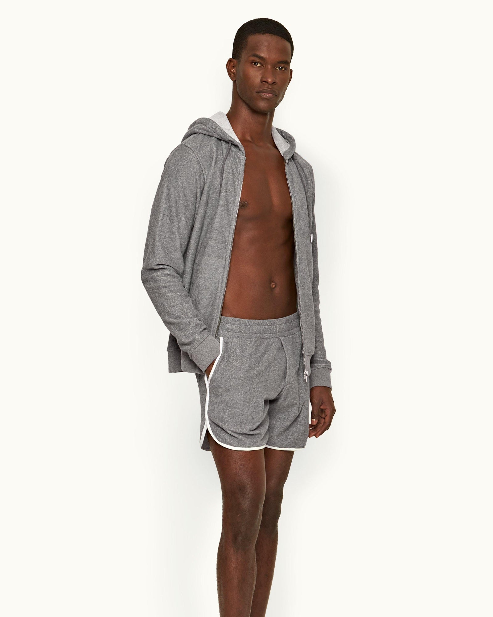Piranha Grey Marl Contrast Binding Classic Fit Sweat Shorts | Piranha Grey Marl