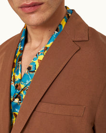 Tailored Fit, Italian Made, Two-Button Unstructured Blazer in Cinnamon Coffee | Cinnamon Coffee