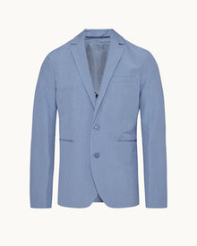 Garret Tailored Fit, Italian Made, Two-Button Unstructured Blazer in Springfield Blue | Springfield Blue