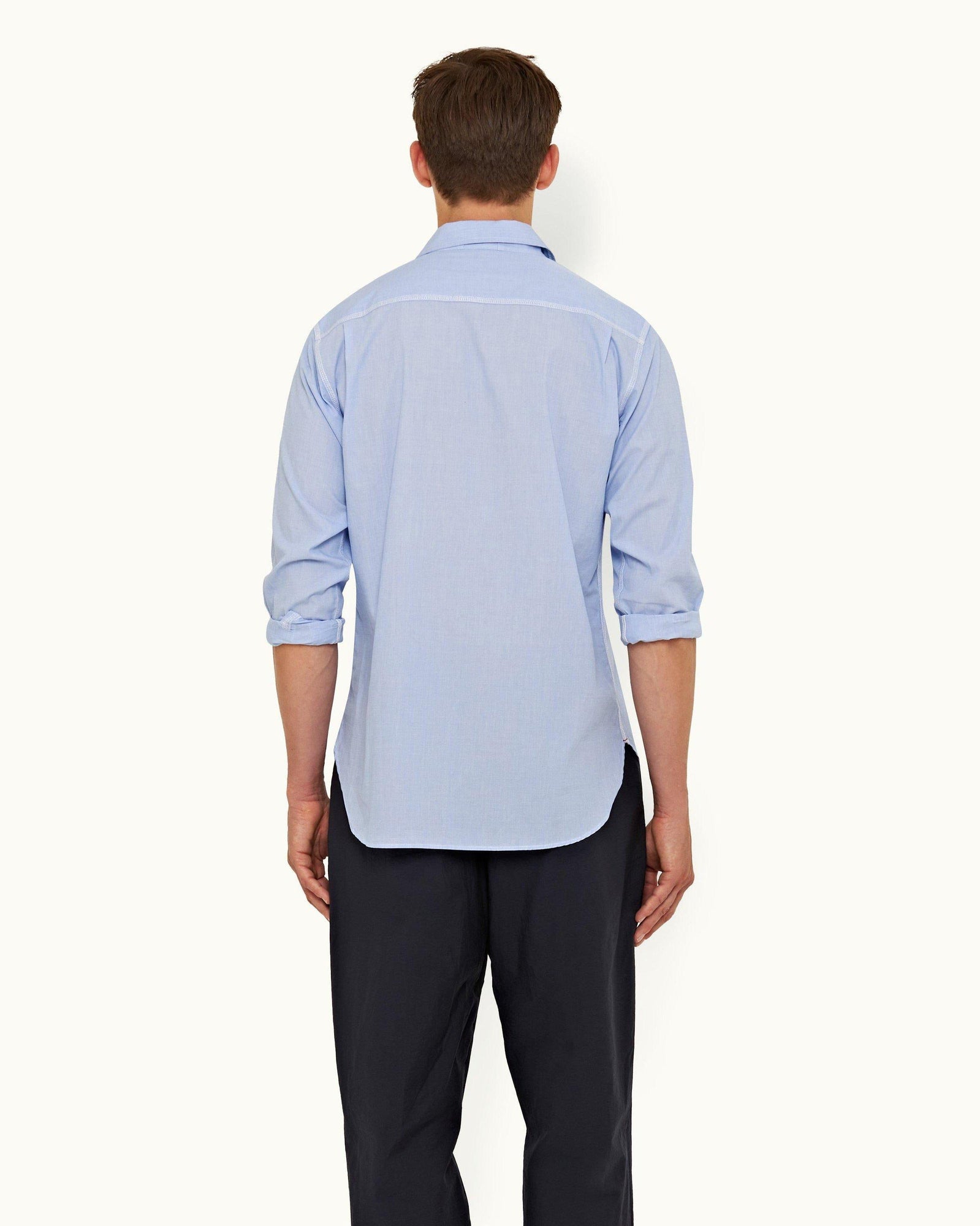 Pale Blue Tailored Fit Classic Collar Cotton Shirt | Pale Blue