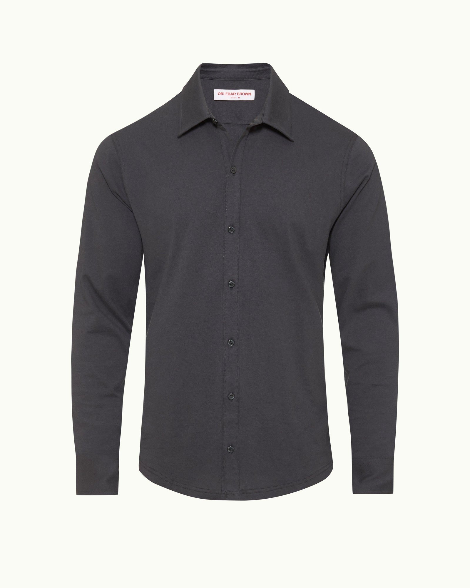 Tailored Fit Classic Collar Cotton-Silk Shirt In Piranha Grey | Piranha Grey