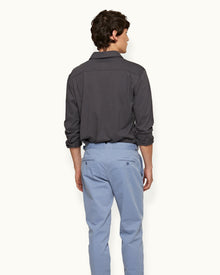 Tailored Fit Classic Collar Cotton-Silk Shirt In Piranha Grey | Piranha Grey