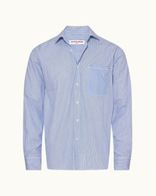 Signal Blue/White Classic Stripe Easy Fit Cotton Shirt | Signal Blue/White