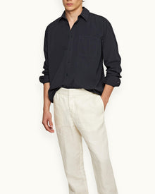 Relaxed Fit Classic Collar Organic Cotton Shirt In Night Iris Blue | Night Iris