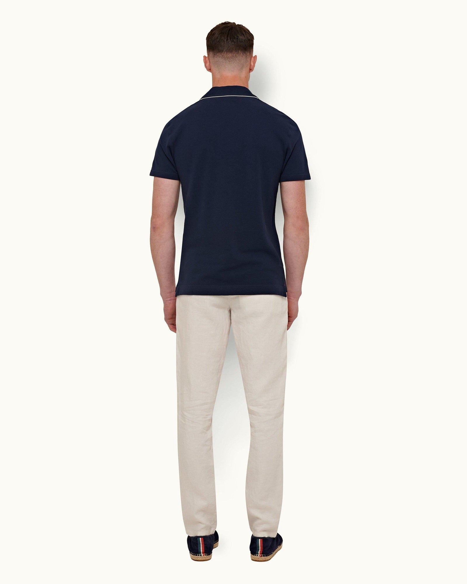 Griffon Linen White Sand Tailored Fit Linen Trousers | White Sand