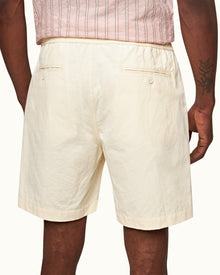 White Sand Tailored Fit Single Pleat Cotton Shorts | White Sand