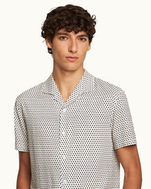 Hibbert White/Night Iris Floret Capri Collar Shirt | White/Night Iris