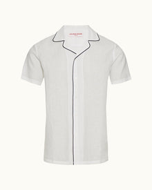 Cloud Capri Collar Contrast Piping Linen Shirt | Cloud